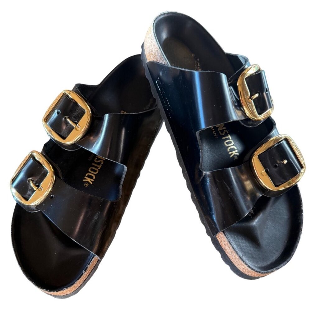Birkenstock Arizona Big Buckle Black Leather Sandals Size 38 New Store Display - Picture 3 of 16